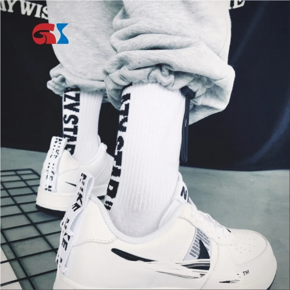Lazy Star White Crew Men Socks